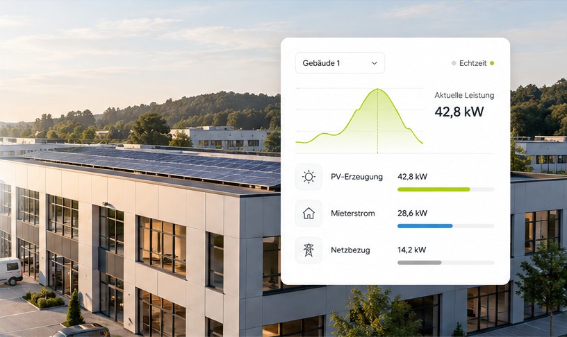 Gewerbegebäude mit Photovoltaikanlage auf dem Dach
